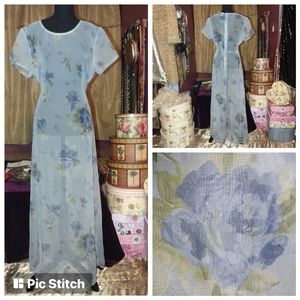 A-List By Wrapper Floral Sheer Blue Maxi Dress 13